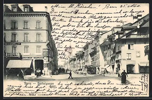 AK Bern, Strassenbahn in der Spitalgasse