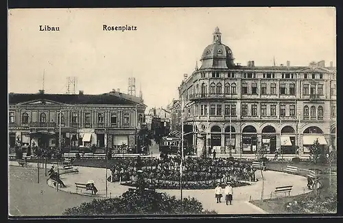 AK Libau, Anlagen und Geschäfte am Rosenplatz