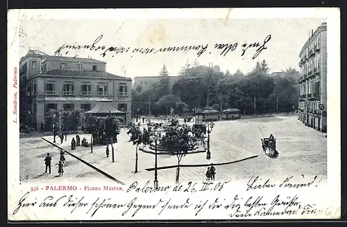 AK Palermo, Piazza Marina, Strassenbahn