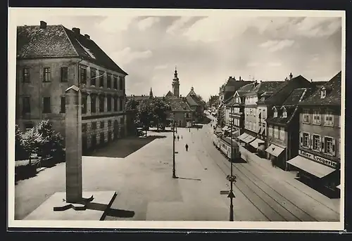 AK Durlach, Pfinztalstrasse, Strassenbahn