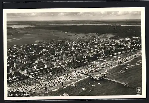 AK Ahlbeck / Seebad, aus der Vogelschau, Fliegeraufnahme