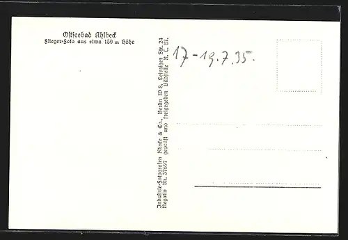 AK Ahlbeck / Seebad, aus der Vogelschau, Fliegeraufnahme