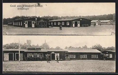 AK Wünsdorf-Zossen, Kriegslager, Küche und Unterkunftshäuser