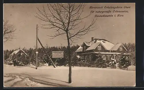 AK Benneckenstein i. Harz, Kuranstalt-Erholungsheim Ebert f. naturgemässe Lebensweise