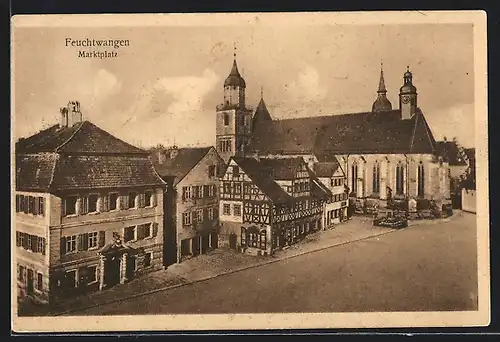 AK Feuchtwangen, Der Marktplatz aus der Vogelschau