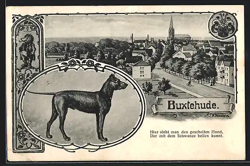 AK Buxtehude, Hund und Ortsansicht