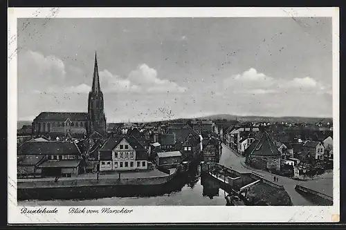 AK Buxtehude, Blick vom Marschtor mit Kirche