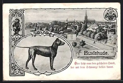 AK Buxtehude, Hund und Ortsansicht