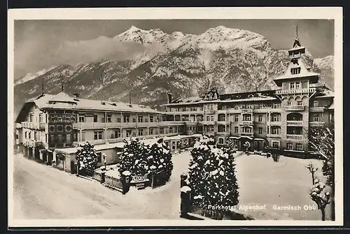 AK Garmisch /Obb., Parkhotel Alpenhof im Schnee