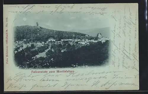 Mondschein-AK Falkenstein / Taunus, Teilansicht vom Moritzfelsen aus gesehen