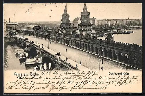 AK Berlin-Friedrichshain, Oberbaumbrücke