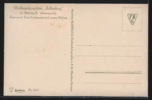 AK Herrenalb /Schwarzwald, Walderziehungsheim Falkenburg