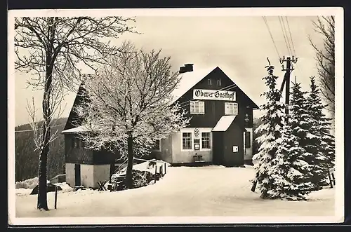 AK Schellerhau, Oberer Gasthof im Schnee