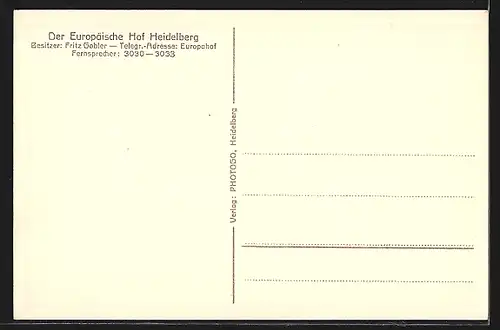 AK Heidelberg / Neckar, Hotel Europäischer Hof