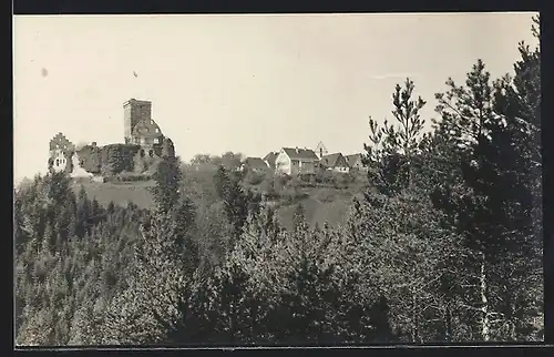 Foto-AK Zavelstein, Teilansicht mit Ruine