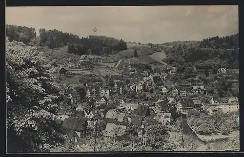 Foto-AK Calw, In d. Mitte am Berg die Neue Handelsschule 1920