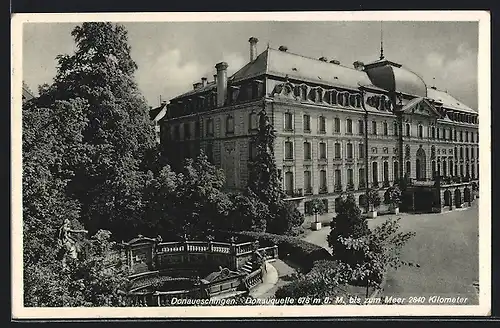 AK Donaueschingen, Ortspartie an der Donauquelle
