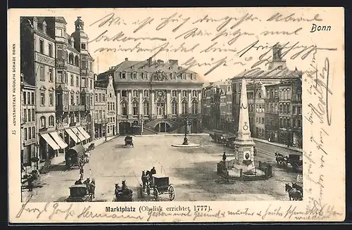 AK Bonn, Marktplatz mit Obelisk