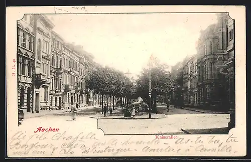 AK Aachen, Kaiserallee mit Bäumen