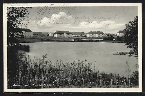 AK Grafenwöhr-Altneuhaus, Truppenlager, Kaserne über den See gesehen