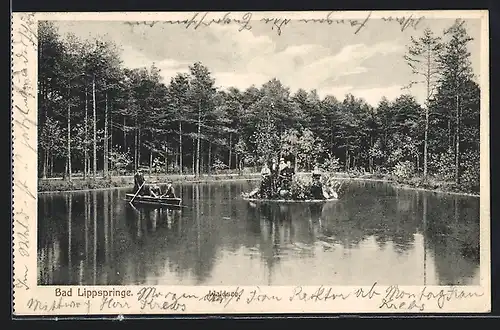 AK Bad Lippspringe, Besucher auf dem Waldsee