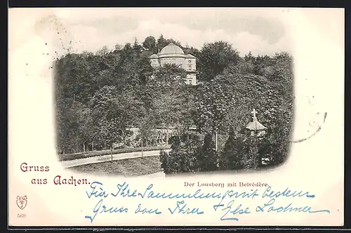 AK Aachen, der Lousberg mit Belvédère