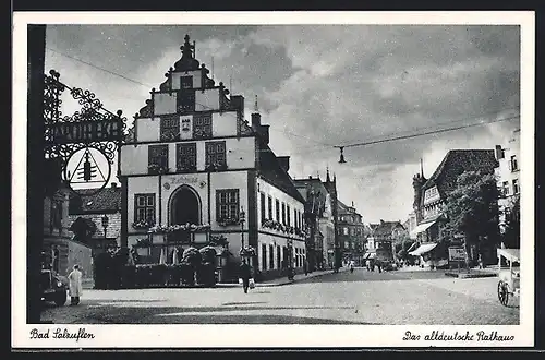 AK Bad Salzuflen, Strassenpartie am altdeutschen Rathaus
