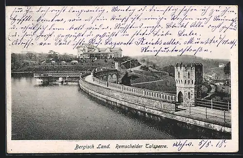 AK Remscheid /Bergisches Land, Blick auf die Talsperre