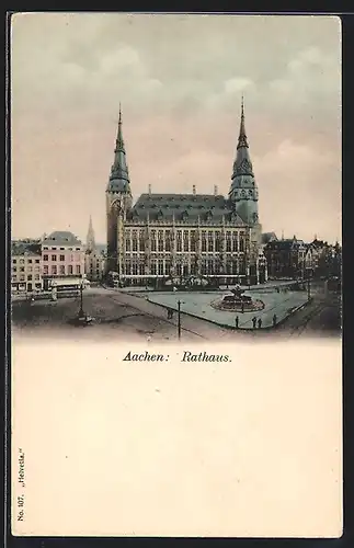 AK Aachen, Das Rathaus aus der Vogelschau