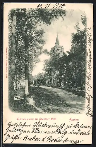 AK Aachen, Aussichtsturm im Aachener Wald