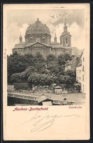 AK Aachen-Burtscheid, Blick auf die Abteikirche
