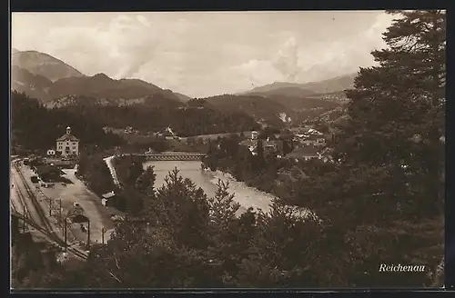 AK Reichenau, Ortsansicht am Fluss