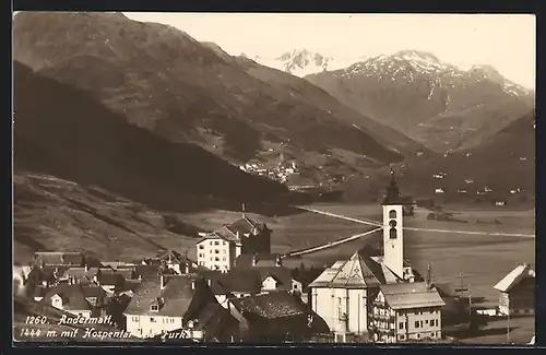 AK Andermatt, Ortsansicht mit Hospental und Furka