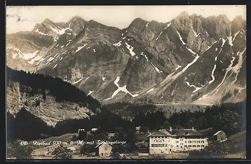 AK Rietbad, Ortsansicht mit Säntisgebirge