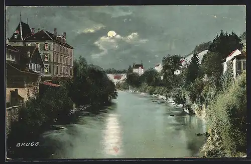 AK Brugg, Flusspartie im Mondschein