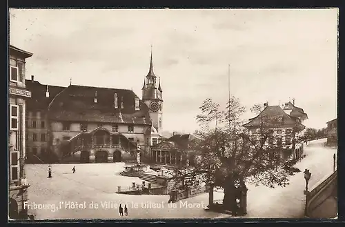AK Fribourg, l`Hotel de Ville et le tilleul de Morat
