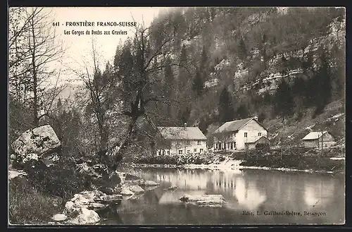 AK Le Locle, Les Gorges du Doubs aux Graviers, Frontière Franco-Suisse