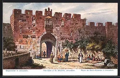 Künstler-AK Friedrich Perlberg: Stephanstor in Jerusalem