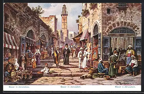 Künstler-AK Friedrich Perlberg: Jerusalem, Basar