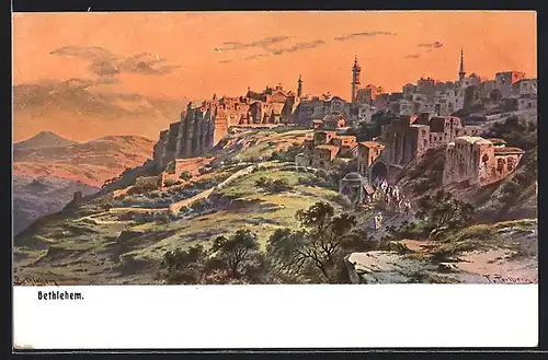 Künstler-AK F.Perlberg: Bethlehem, Stadtansicht