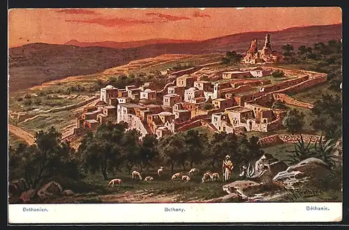 Künstler-AK Friedrich Perlberg: Bethanen, Totale mit Schäfer