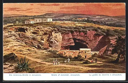 Künstler-AK Jerusalem, die Jeremias-Grotte