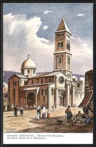 Künstler-AK Friedrich Perlberg: Erlöserkirche in Jerusalem