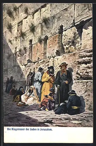 Künstler-AK Friedrich Perlberg: Jerusalem, Juden an der Klagemauer
