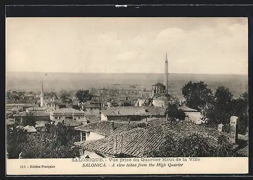 AK Salonique, vue prise du Quartier Haut de la Ville