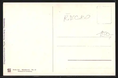 Künstler-AK F.Perlberg: Corfu, Segelboote im Hafen und Ortsansicht bei Sonnenuntergang