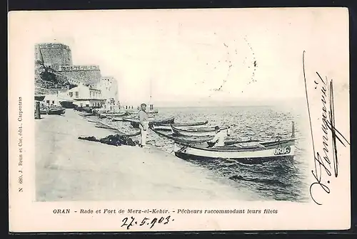 AK Oran, Rade et Fort de Merz-el-Kebir, Pecheurs raccommodant leurs filets