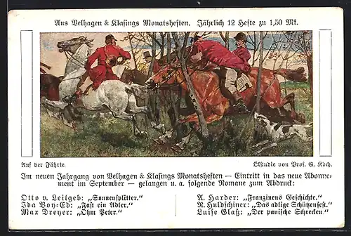 Künstler-AK Auf der Fährte, Velhagen & Klasings Monatshefte, Jagdszene