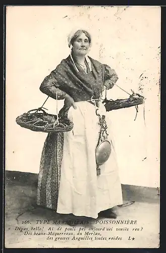 AK Type Marseillais, Poissonnière, Fischersfrau auf dem Markt