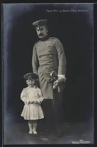 AK Prinz Max von Baden in Uniform mit Prinz Berthold